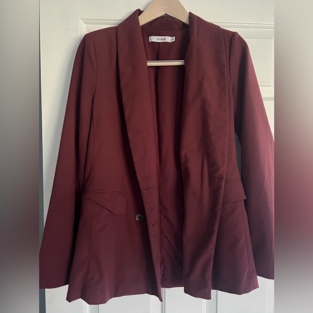 JustFab Maroon Jacket Blazer / Size: M